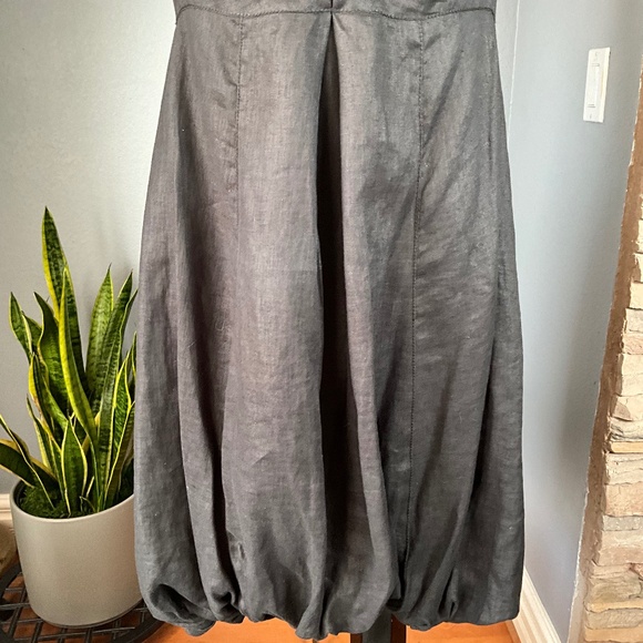 Max Studio Linen Silk Bubble Hem Dress Avant Garde Preppy Coastal Chic Black L - Picture 6 of 12